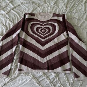 Brown Heart Sweater